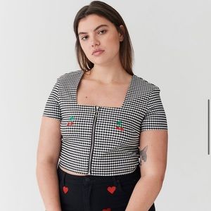 Lazy Oaf Cherry Boob Gingham Top